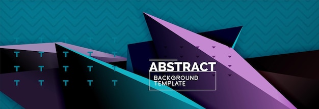 Vector 3d triangular shapes abstract background origami futuristic template with lines