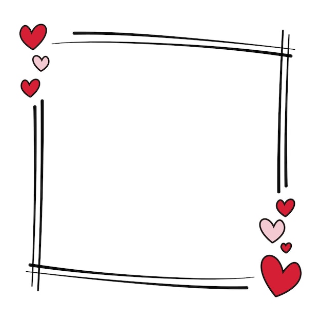Vector a blank frame with hearts on a white background with copy space