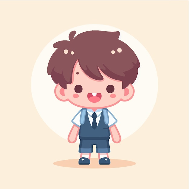 vector a cheerful schoolboy character with a simple and minimalist flat design style