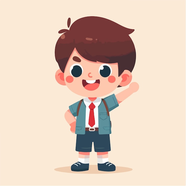 vector a cheerful schoolboy character with a simple and minimalist flat design style