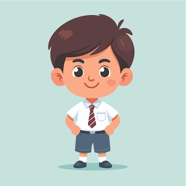 vector a cheerful schoolboy character with a simple and minimalist flat design style