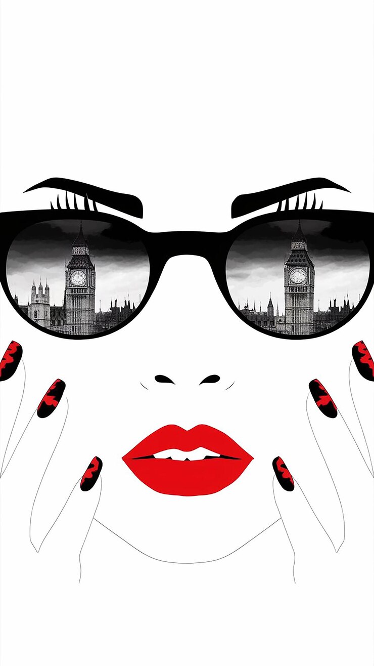 Vektör vector a woman with sunglasses and a city in the background