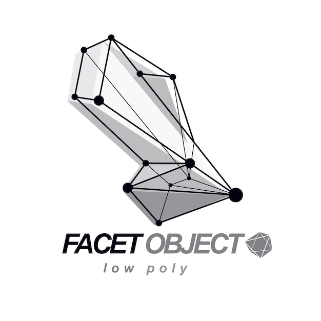 Vector abstract 3d geometric shape, polygonal figure. Technology corporate emblem.