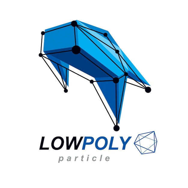 vector abstract 3d mesh object, technology low poly template . construction industry logo.