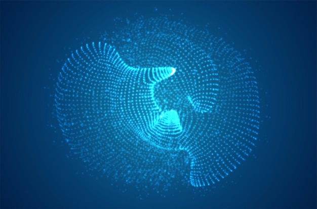 vector abstract 3d object of luminous dots on a colored background