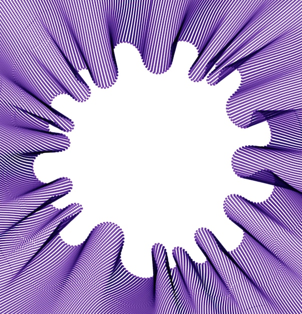 Vector abstract background with wave of flowing particles frame, smooth curve shape lines, particle array flow. 3d shape dots blended mesh, future technology useful border.