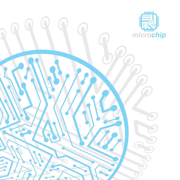 Vector abstract computer circuit board illustration, technology element with connections. Electronics theme web design. Modern technology communication.