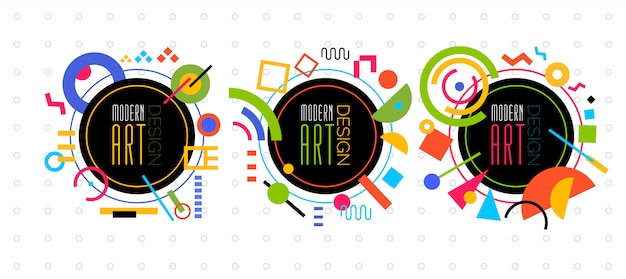 Vector abstract geometric dynamic pattern frame Modern Art Design