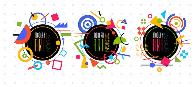 Vector abstract geometric dynamic pattern frame Modern Art Design