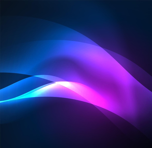 Vector abstract illuminated neon waves