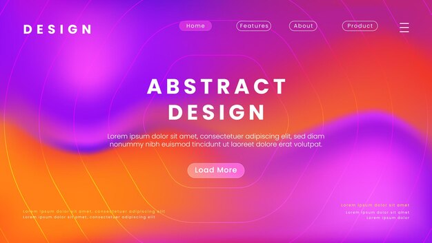 Vector abstract landing page template with gradient background premium vector