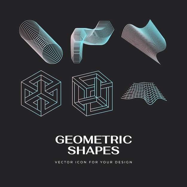 vector abstract modern set geometric icon design in trendy linear style