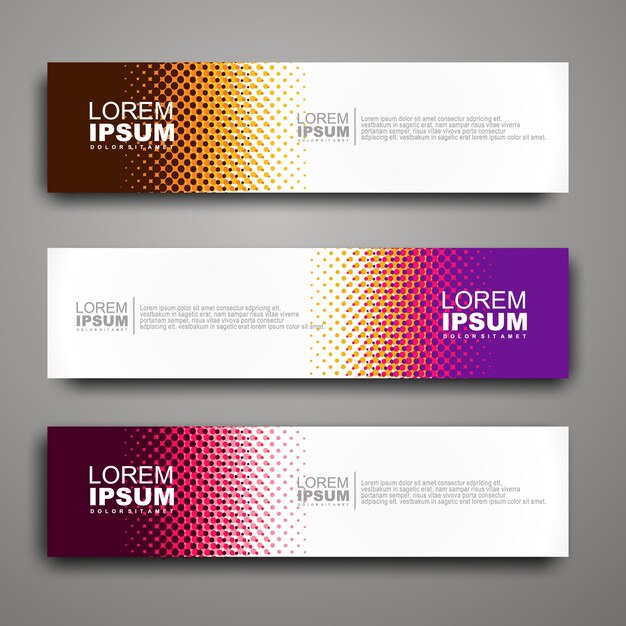 Vector abstract web banner design template with halftone pattern