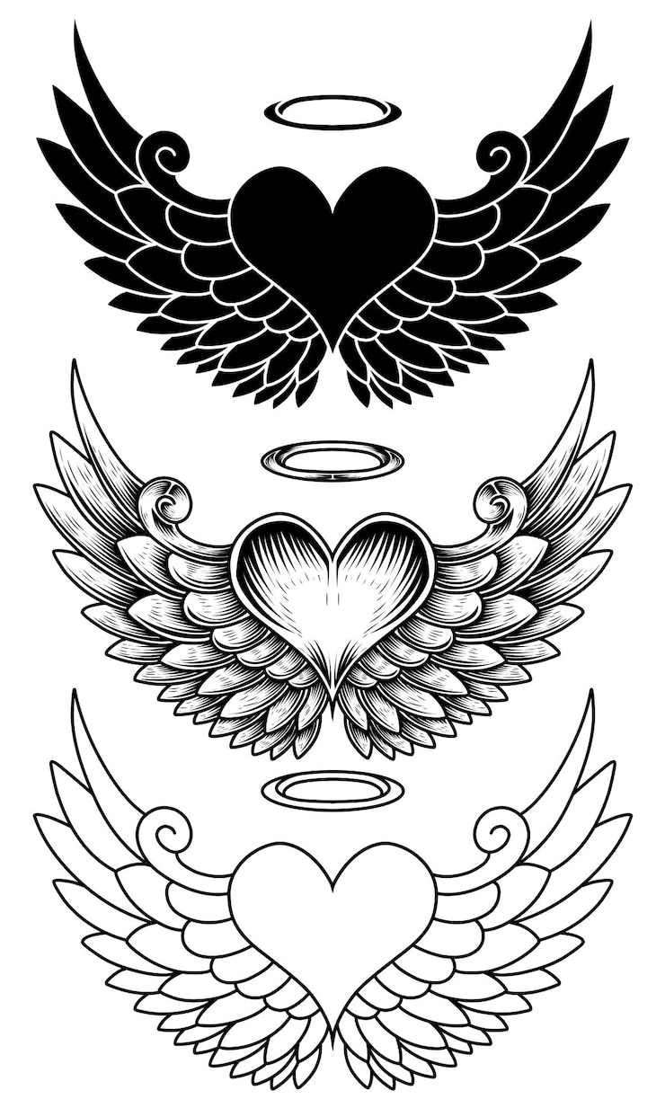 Vektör vector angel wings set tattoo design