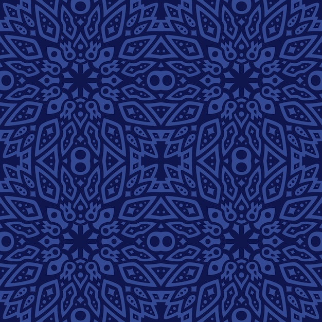 Vector art with blue tribal tile pattern