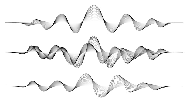 Vector background with set abstract black wave