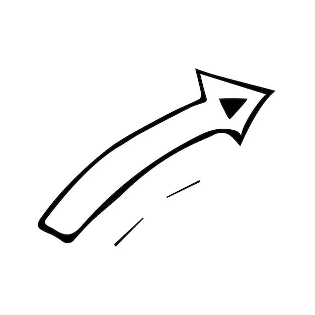 vector black arrow doodle style isolated icon on white background hand drawn pointer design element