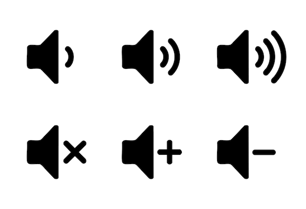 Vector black sound flat icons set