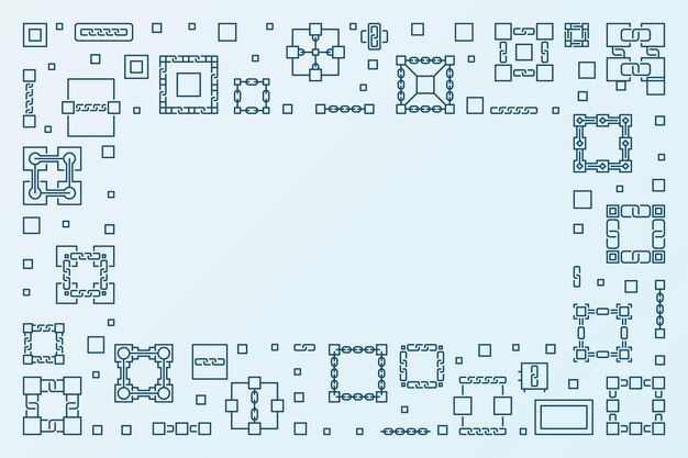 Vector Blockchain concept horizontal line minimal frame