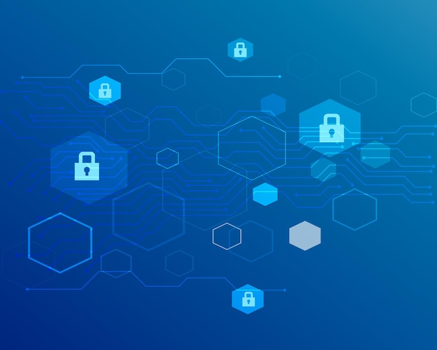 vector blue security background with padlocks