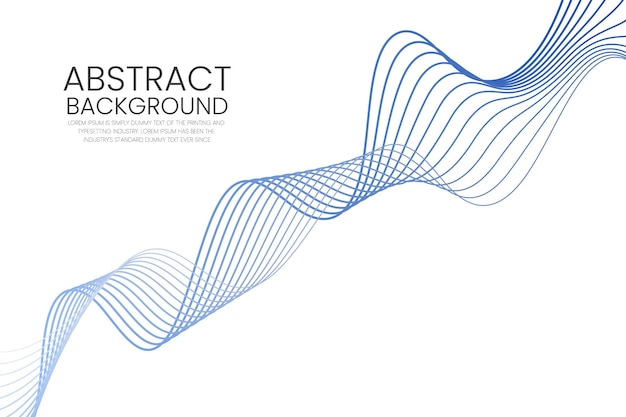Vector blue smooth wave gradient white background design modern Dynamic sound wave element