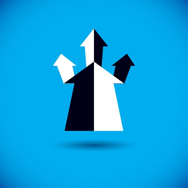 Vector boost up arrow, graphic design element. Business success conceptual logo. Company development trend.