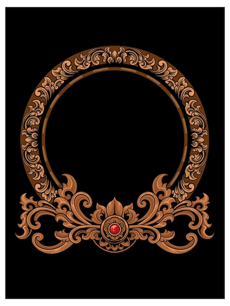 vector border design in carved circle shape, color editable