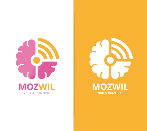 vector brain and wifi logo combination education and signal symbol or icon unique science and radio