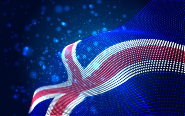 Vector bright glowing country flag of abstract dots Iceland