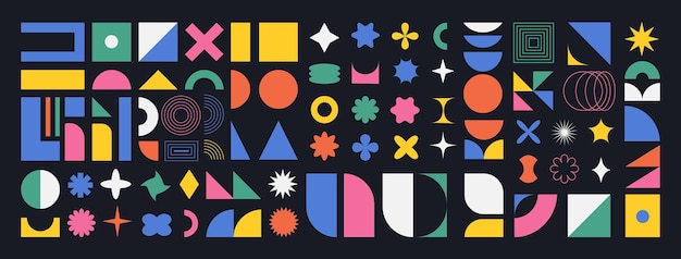 Vector brutalist abstract shapes minimalist geometric elements Abstract bauhaus forms