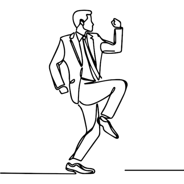 vector business people dancing with a simple continuous line style and white background