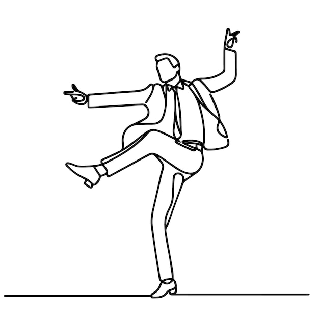 vector business people dancing with a simple continuous line style and white background