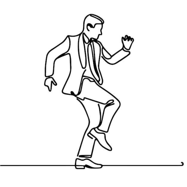 vector business people dancing with a simple continuous line style and white background