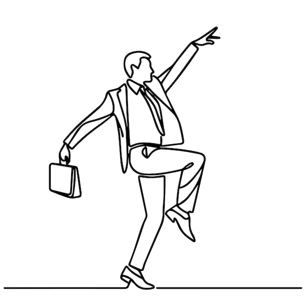 Vector business people dancing with a simple continuous line style and white background
