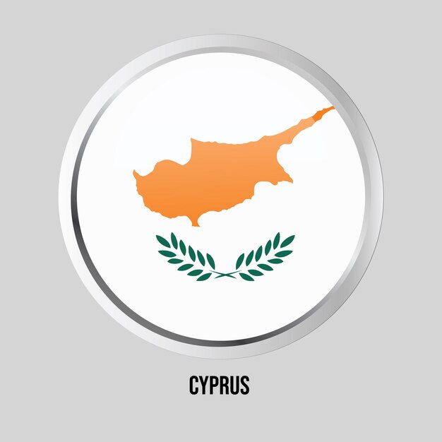 vector button flag of Cyprus State of Europe on round frame