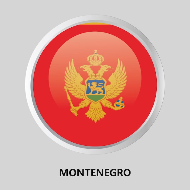 vector button flag of montenegro on round frame