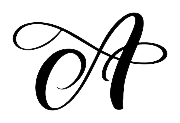 Vector calligraphy hand drawn letter A Script font Handwritten brush style flourish