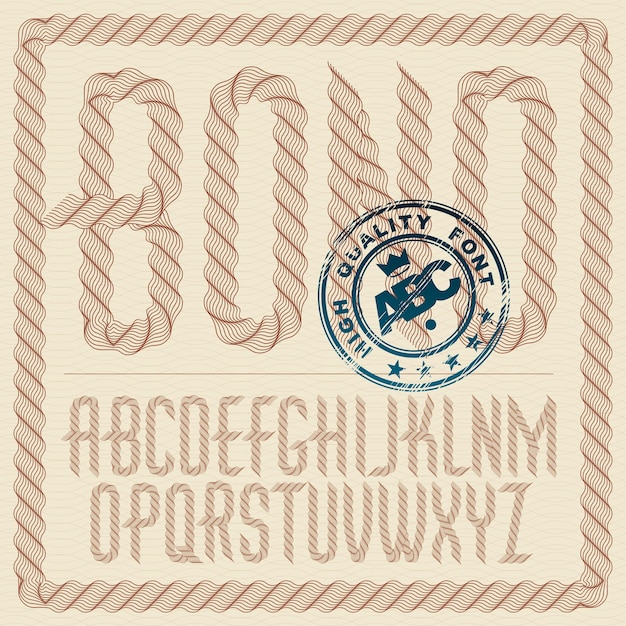 vector capital condensed alphabet letters collection made with spirograph pattern, guilloche ornament. can be used for logo creation in banking.