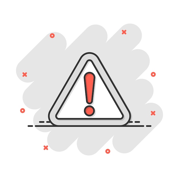 Vector cartoon danger icon in comic style Attention caution sign illustration pictogram Danger business splash effect concept