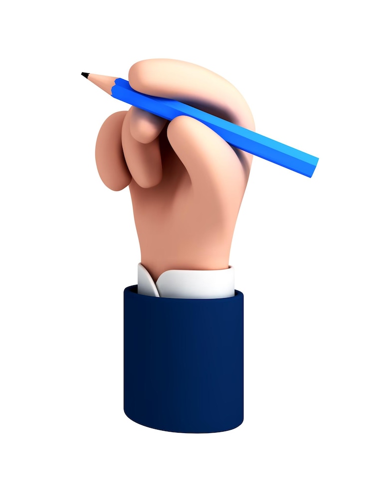 Vektör vector cartoon hand holds pencil isolated on white background.