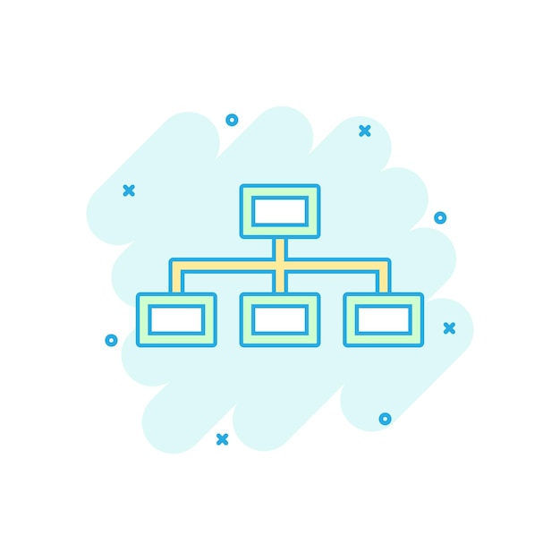 Vector cartoon structure diagram icon in comic style Chart organization sign illustration pictogram Structure business splash effect concept