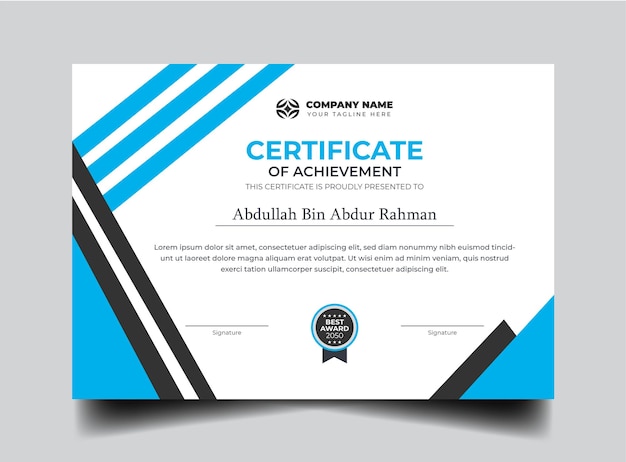 Vector certificate of achievement template