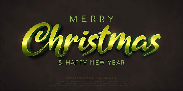 Vector christmas 3d text effect with sparkling green