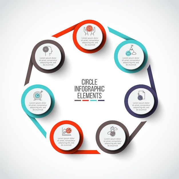 vector circle infographic template for cycle diagram with 7 options