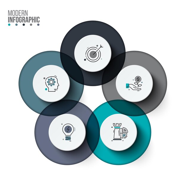 Vector circle infographic with 5 options. Template for cycle diagram, presentation and round chart.