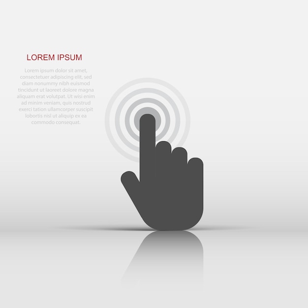 Vector click hand icon in flat style Cursor finger sign illustration pictogram Pointer business concept