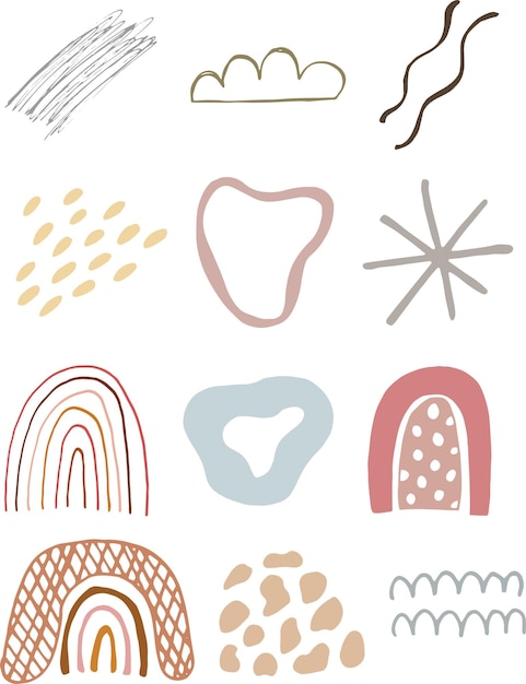 Vector collection of modern abstract shapes for boho style design