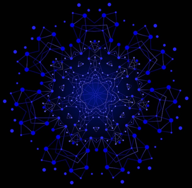 vector colorful bright shape, molecular structure with lines and dots background.