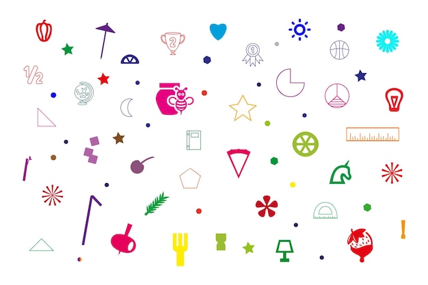 Vector colorful cute doodles abstract shapes and simple pattern design templates