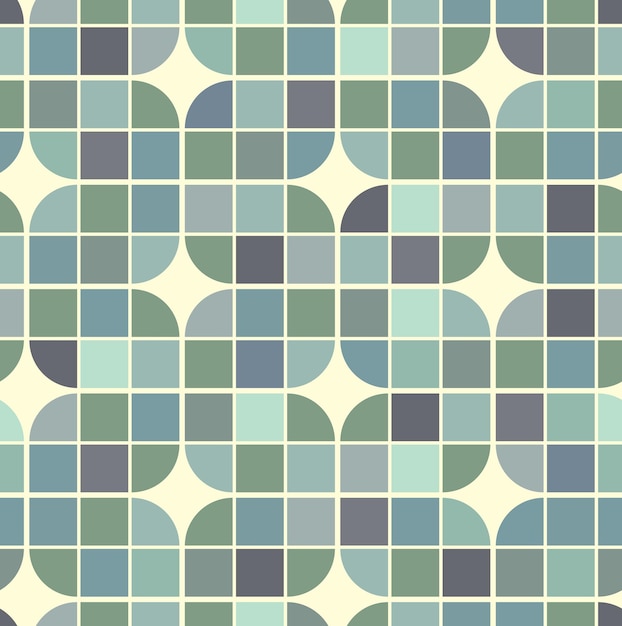 Vector colorful interlacing geometric background, illusory squared abstract seamless pattern.